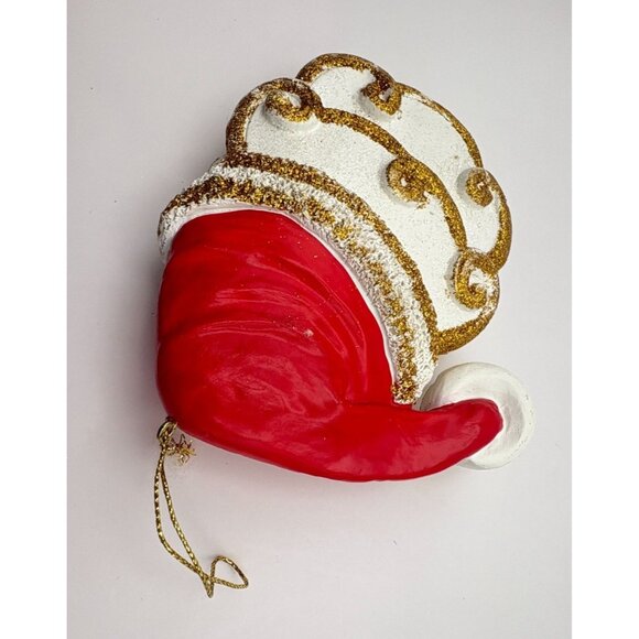 Santa Claus Face Christmas Tree Ornament with Glitter Accents & Red Hat - Picture 5 of 6